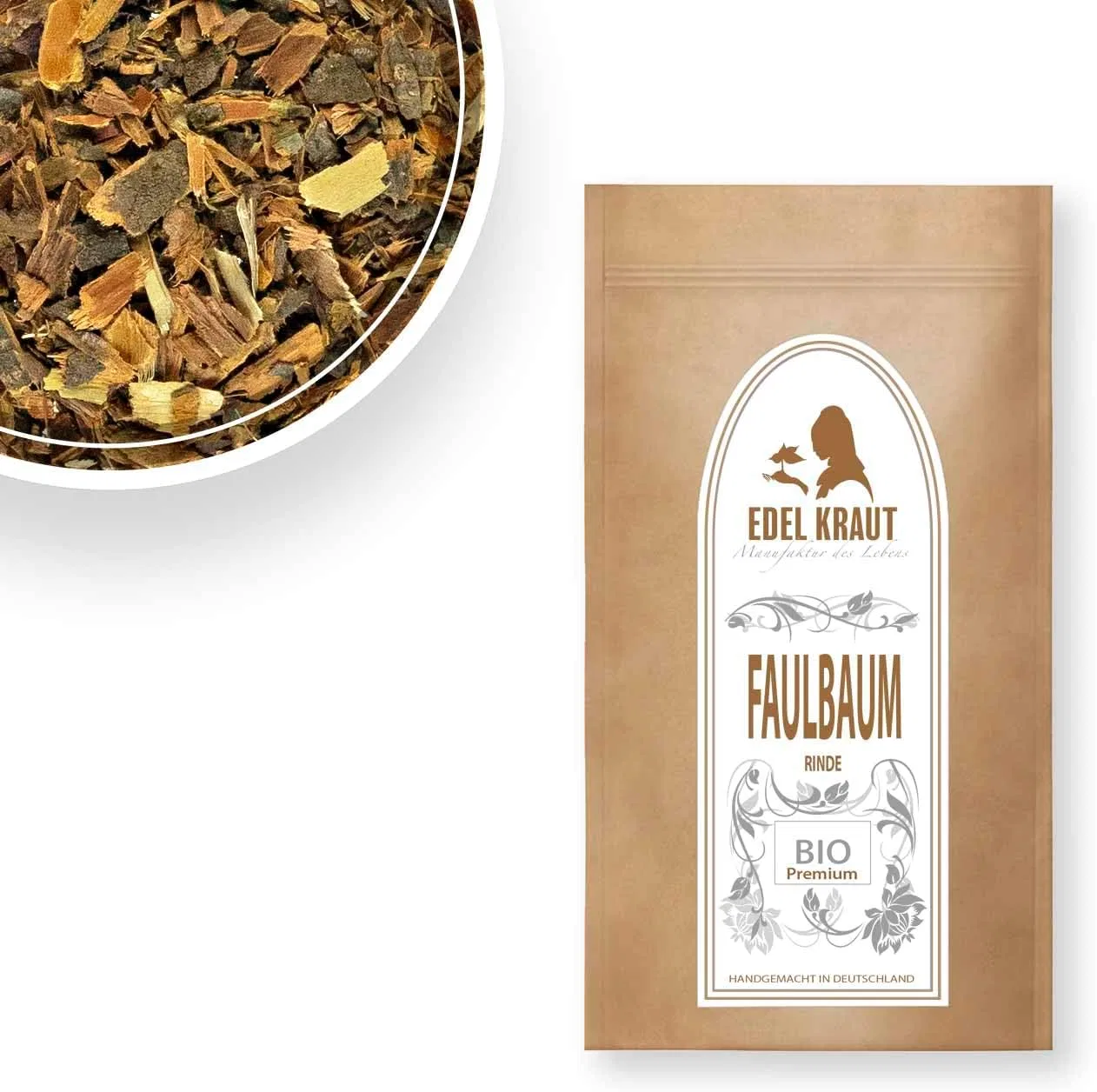 Гранулы Faulbaumrinde BIO, EDEL KRAUT Manufaktur des Lebens, 500 г, Braun