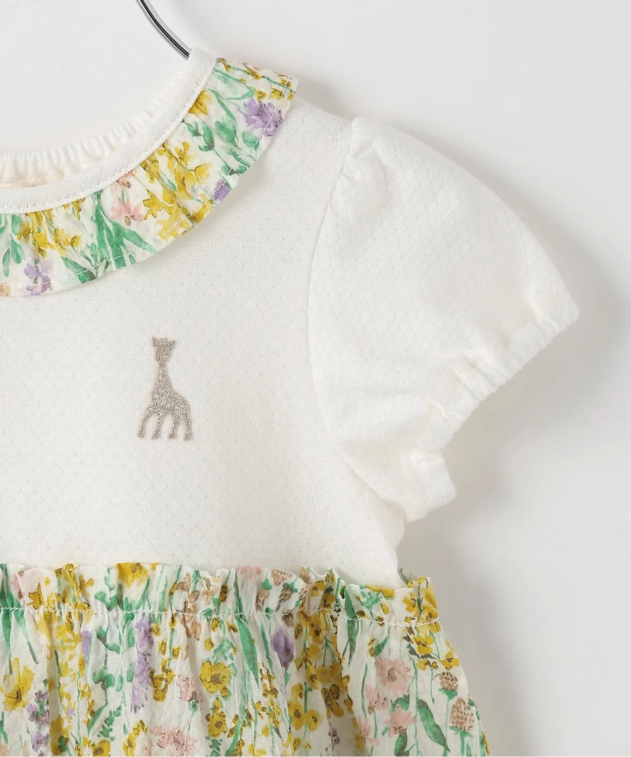 Детское платье для девочек с цветочным принтом, с коротким рукавом Sophie la girafe, Off White — фото 4