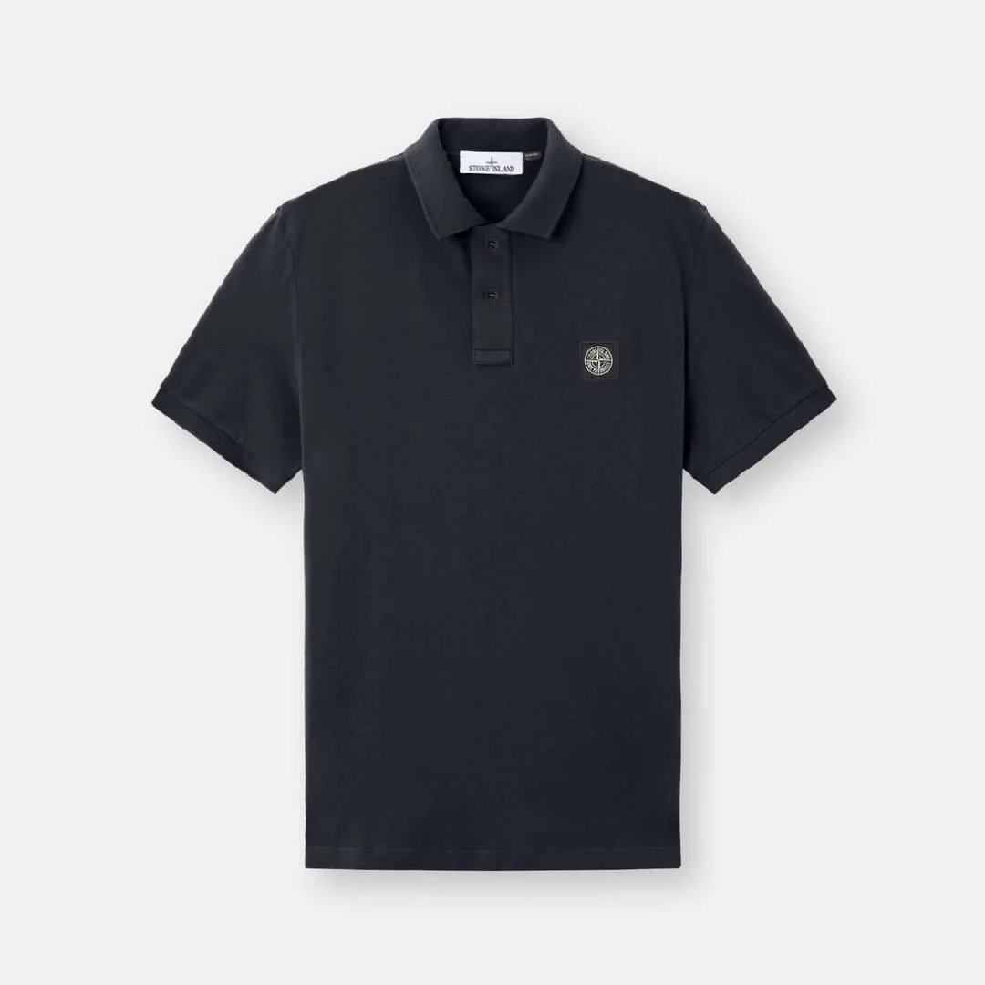 Мужское поло Stone Island Slim Fit Short-sleeve With Compass Patch, темно-синий