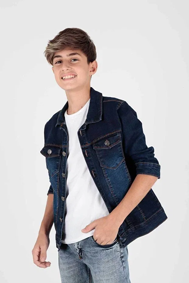 Детская джинсовая куртка для мальчиков Basics Ahengim, Navy Blue — фото 4