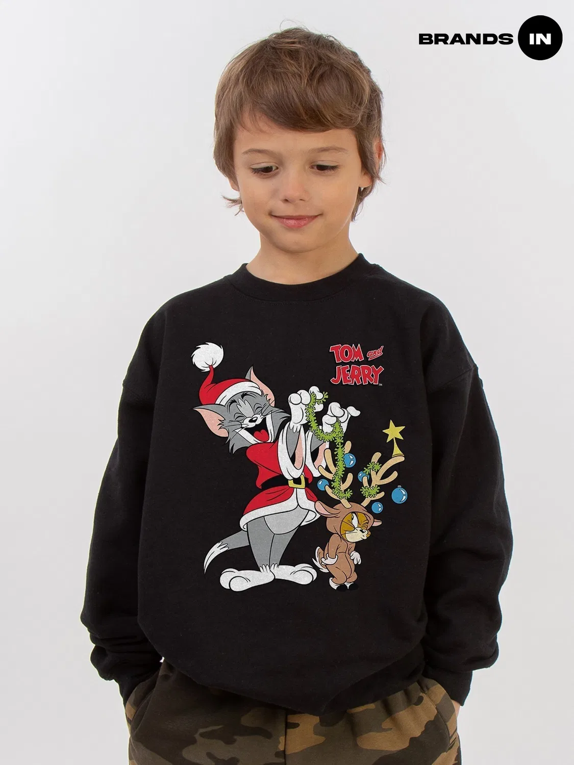 Свитшот с принтом Tom and Jerry Reindeer Brands In, черный