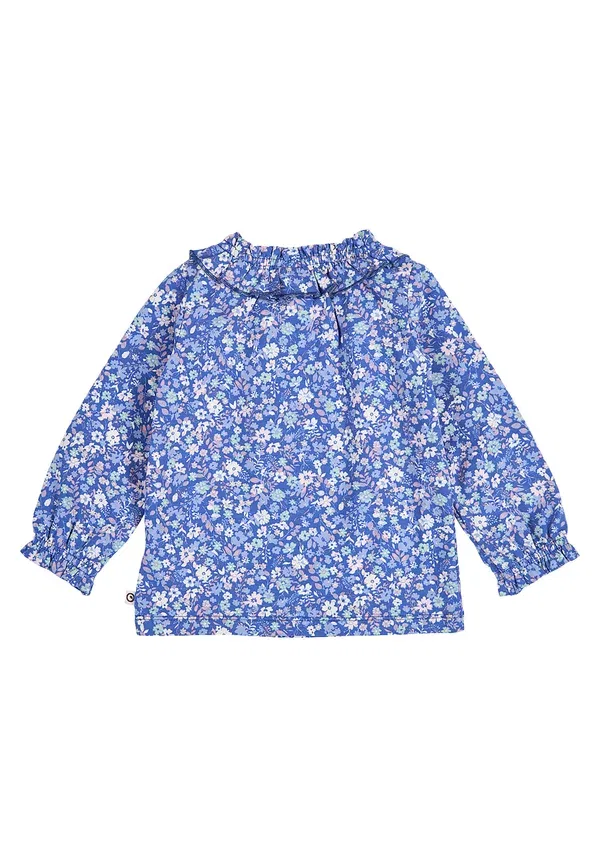 Футболка с длинным рукавом, флоральный узор, long sleeved top, Musli By Green Cotton, azure blue-nectar-tofu, синий — фото 2