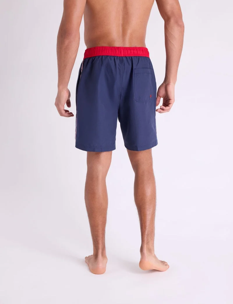 Мужские шорты для плавания U.S. Polo Assn. 7" Americana Side Stripe, темно-синий/красный — фото 2
