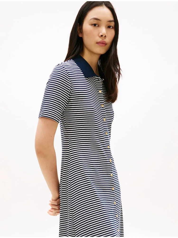 Платье миди с золотыми пуговицами TOMMY HILFIGER, Navy — фото 3