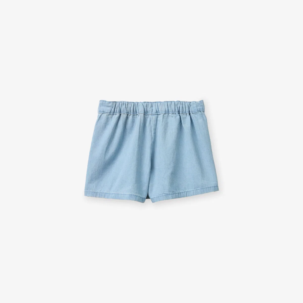 Шорты-юбка из шамбре с вышитой оборкой Benetton, синий — фото 3
