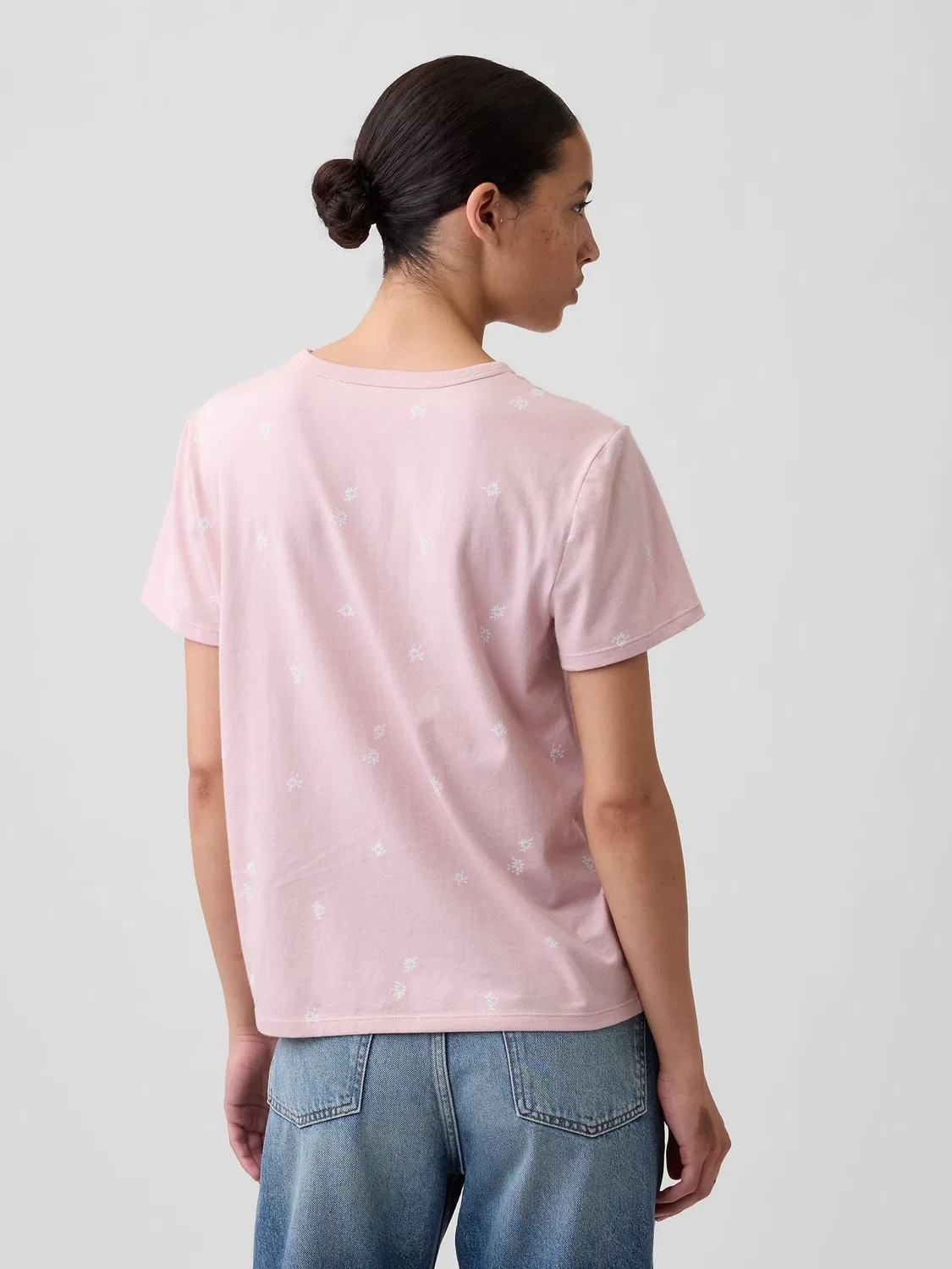 Футболка с круглым вырезом, Pink Floral Gap, розовый — фото 2