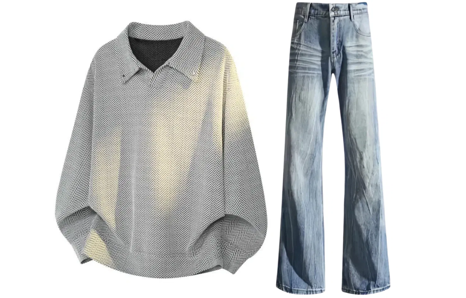 Детский спортивный комплект с отложным воротником White Top+Blue Pants, GWAF, White/Blue