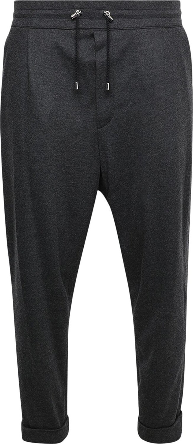 

Брюки Balmain Low Crotch Elastic Belted Flannel Pants 'Gris Gonce', черный