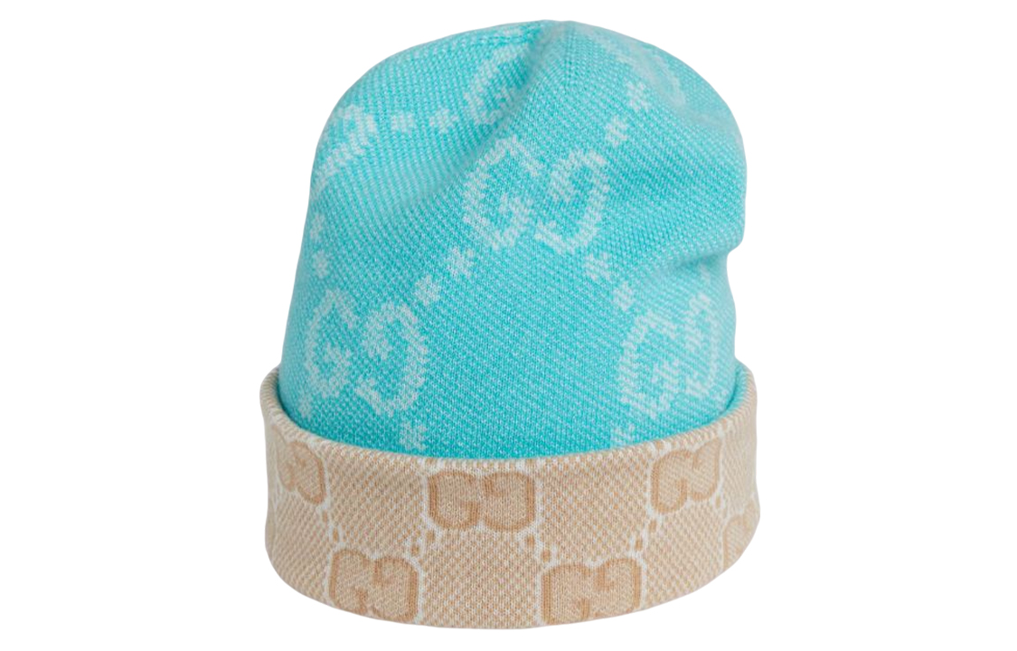 

GUCCI Реверсивная шапка из шерсти GG, Turquoise