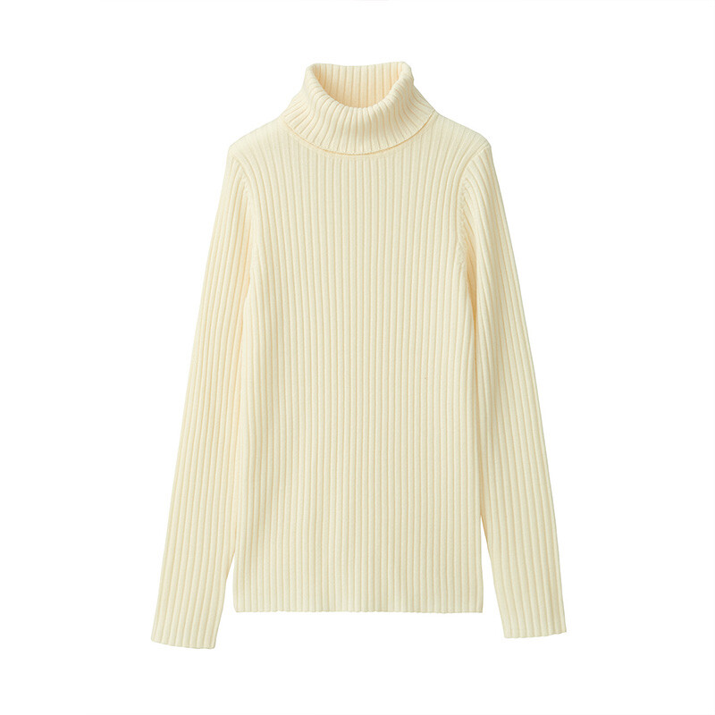 

Женский свитер Muji в рубчик с высоким воротником, кремовый