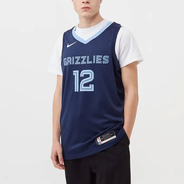 Майка Nike NBA Basketball Sports Jersey Vest SW Fan Edition 2020 Season Gray Memphis Grizzlies Morant No. 12 Blue, синий — фото 3