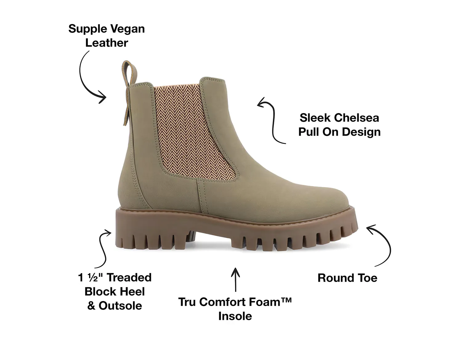 Ботильоны Alara Chelsea Bootie Journee Collection, оливково-зеленый — фото 2