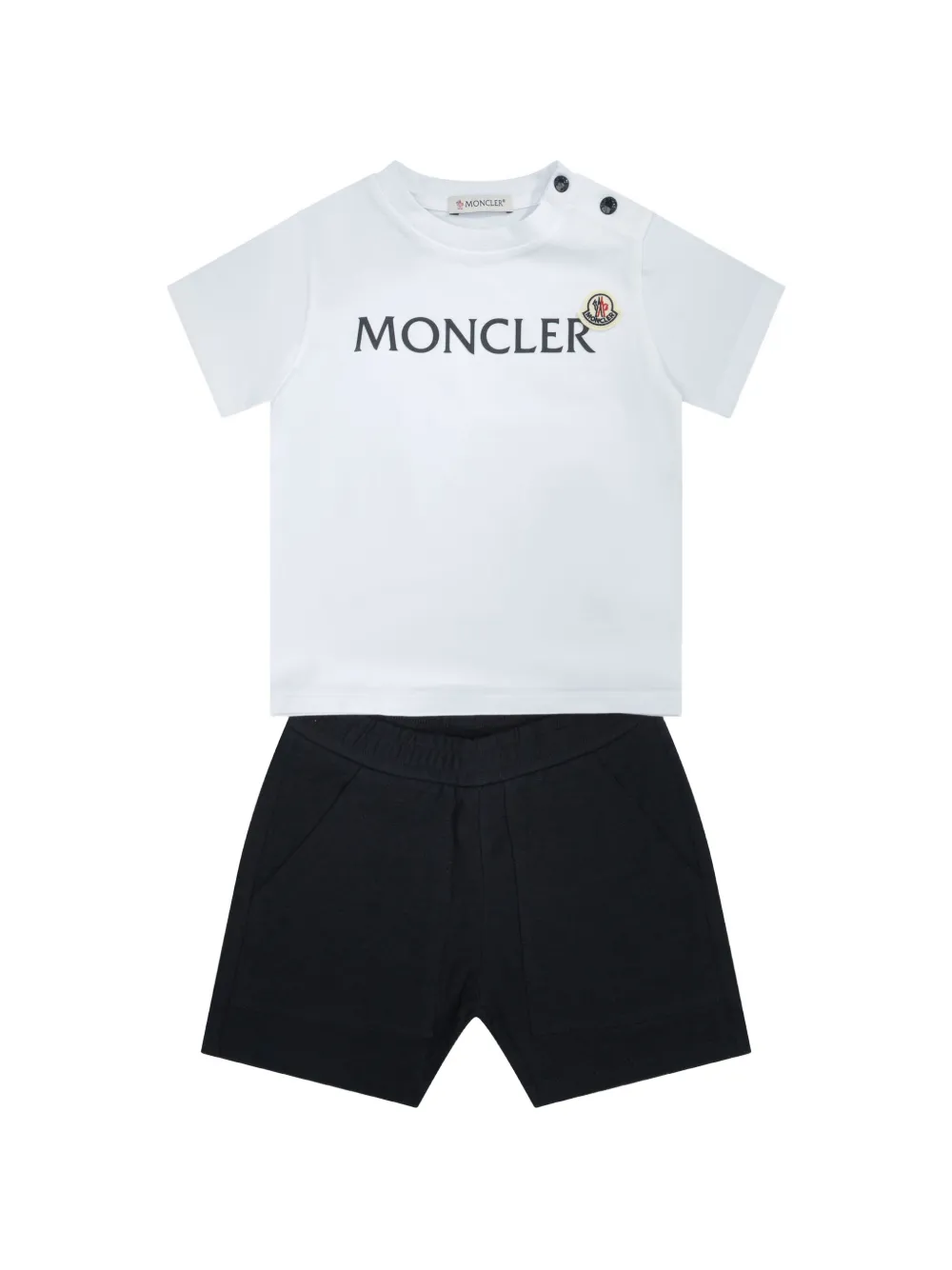 

Короткий спортивный костюм с шортами и короткими рукавами Moncler Enfant, белый