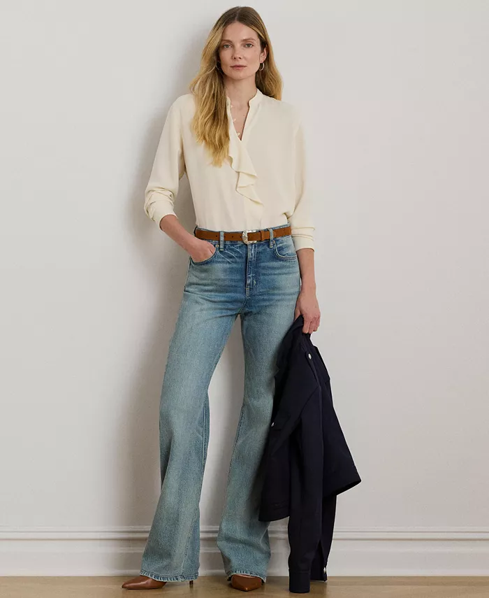 

Женские джинсы с высокой талией и широкими штанинами, 0P-18 Lauren Ralph Lauren, синий