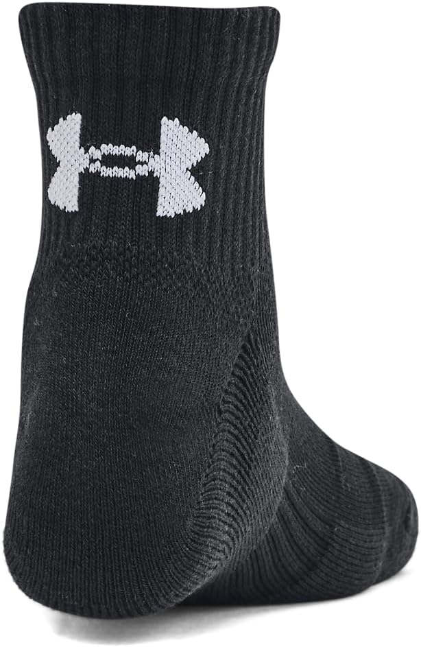 Детские тренировочные хлопковые носки Under Armour Youth Quarter (3 пары), (001) Black/Black/White — фото 2