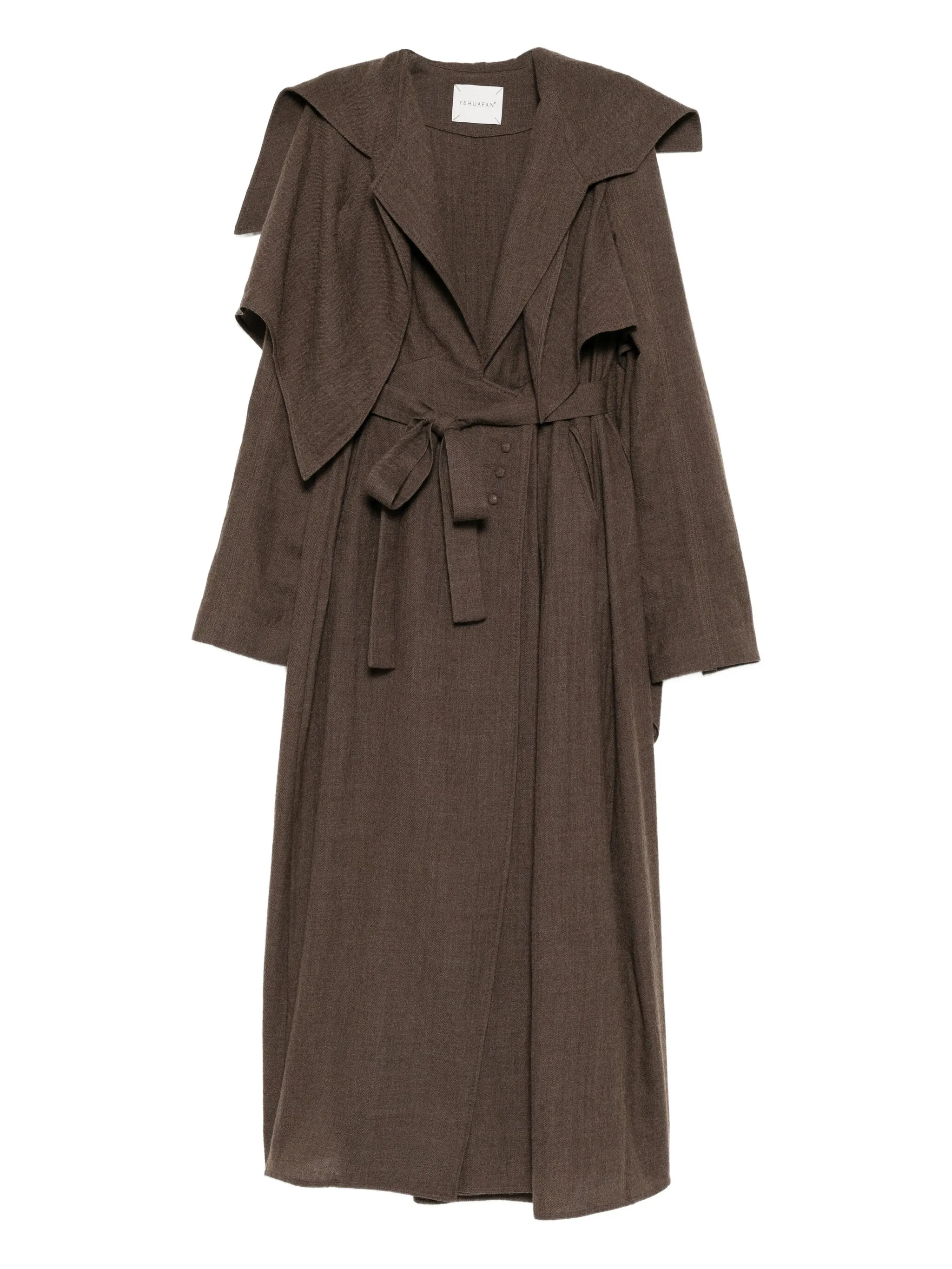 

Пальто с потайной застежкой Yehuafan, коричневый