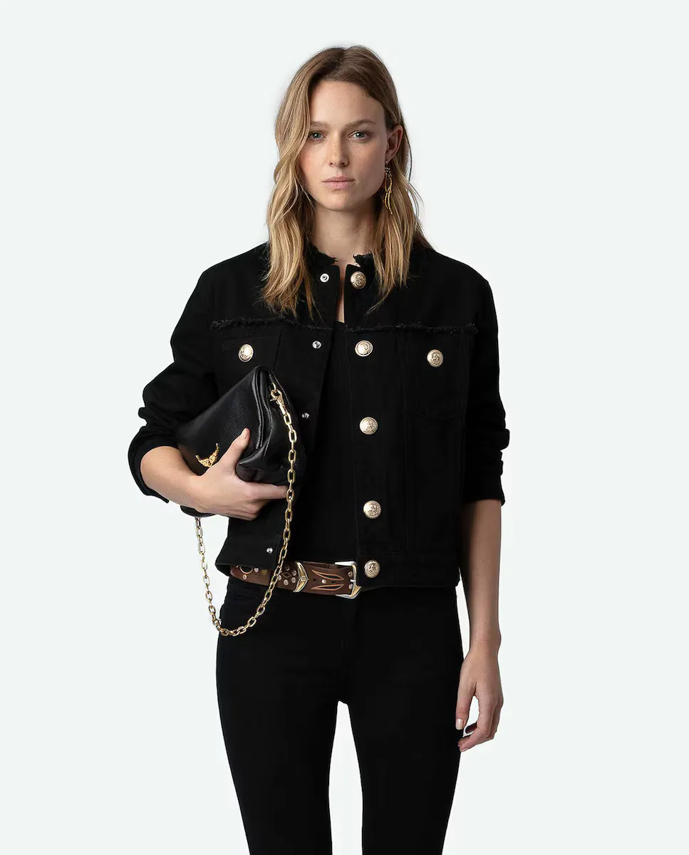 

Kaely женская джинсовая куртка из 100% хлопка Zadig & Voltaire, черный