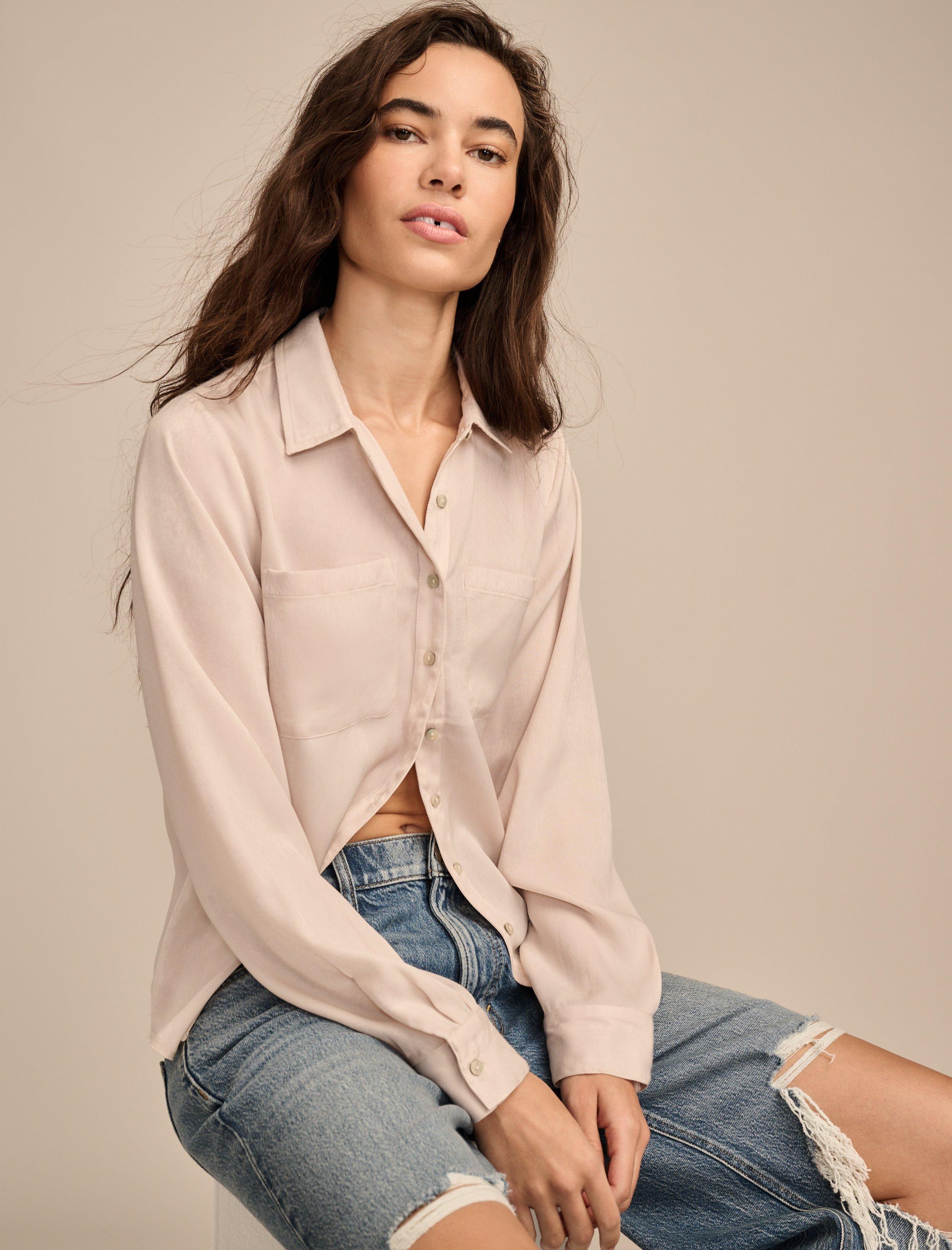 

Женская рубашка Lucky Brand из кованого атласа на пуговицах, цвет storm