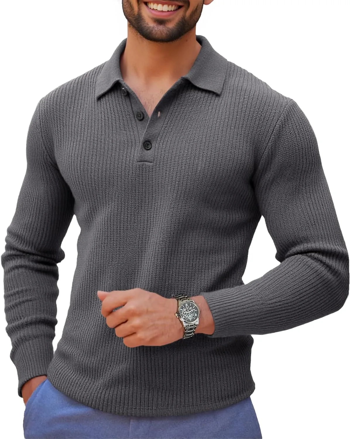 

Runcati мужской длинный рукав поло свитер вязаный V-образный вырез повседневный пуловер