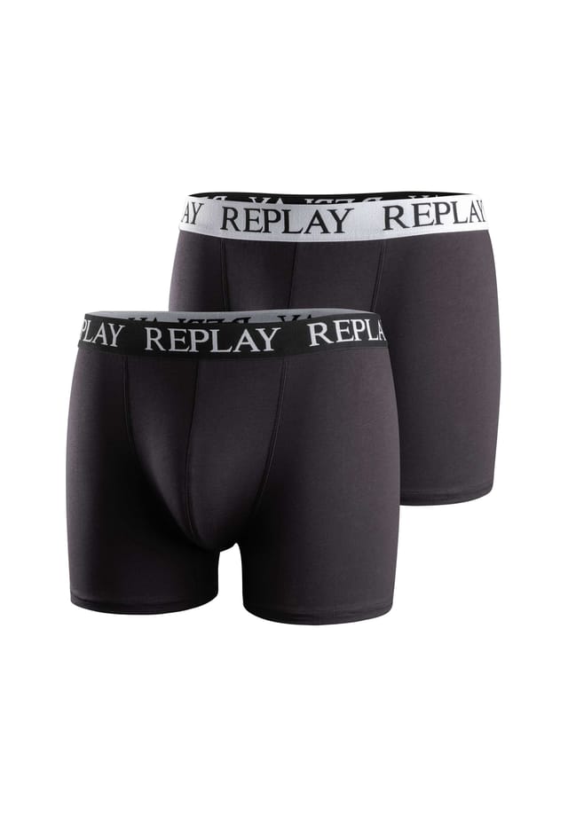 

Боксеры 2 пары - трусы из хлопка стрейч Replay, черный