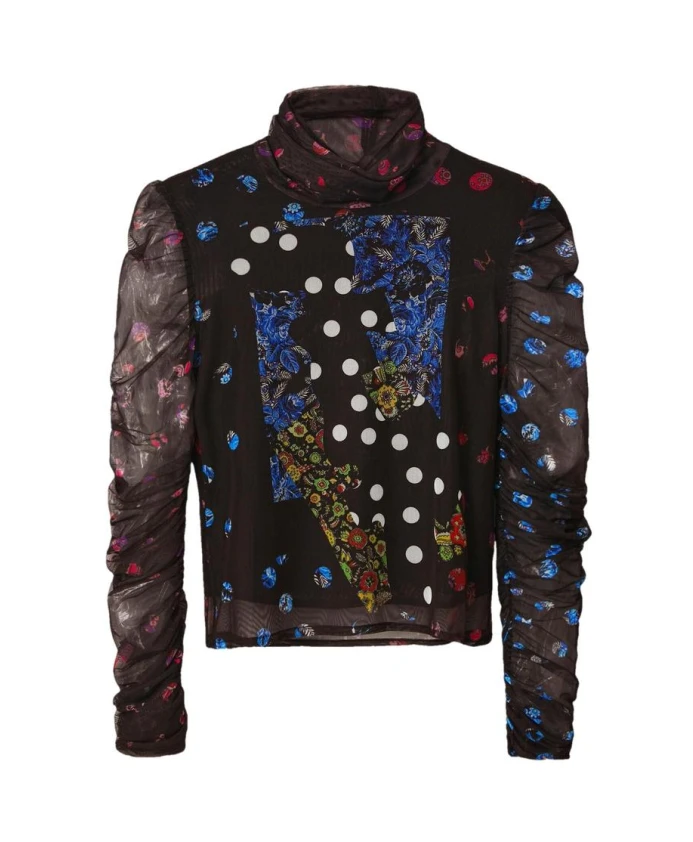 

Футболка с длинными рукавами и воротником-стойкой Desigual, черный