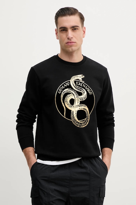 

Хлопковая толстовка Armani Exchange, черный