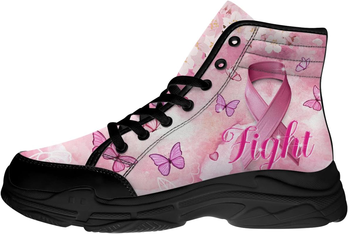 

Кеды на шнуровке высокие для женщин и мужчин с принтом «Рак груди», подарки для нее и него Quorax, черный