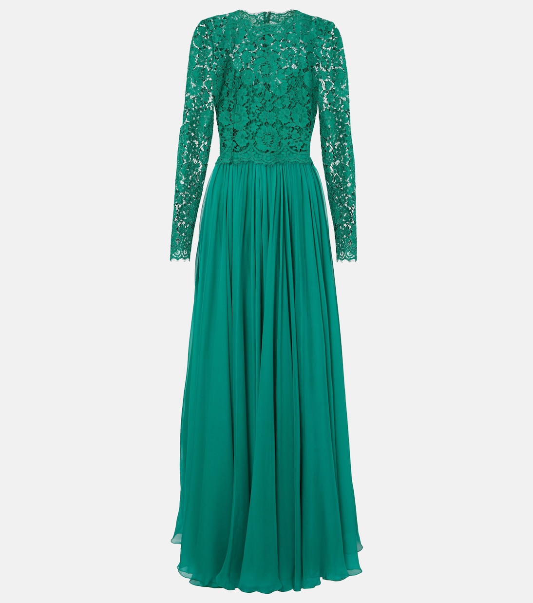 

Платье из смеси кружева и шелка Dolce&Gabbana, Verde Intenso