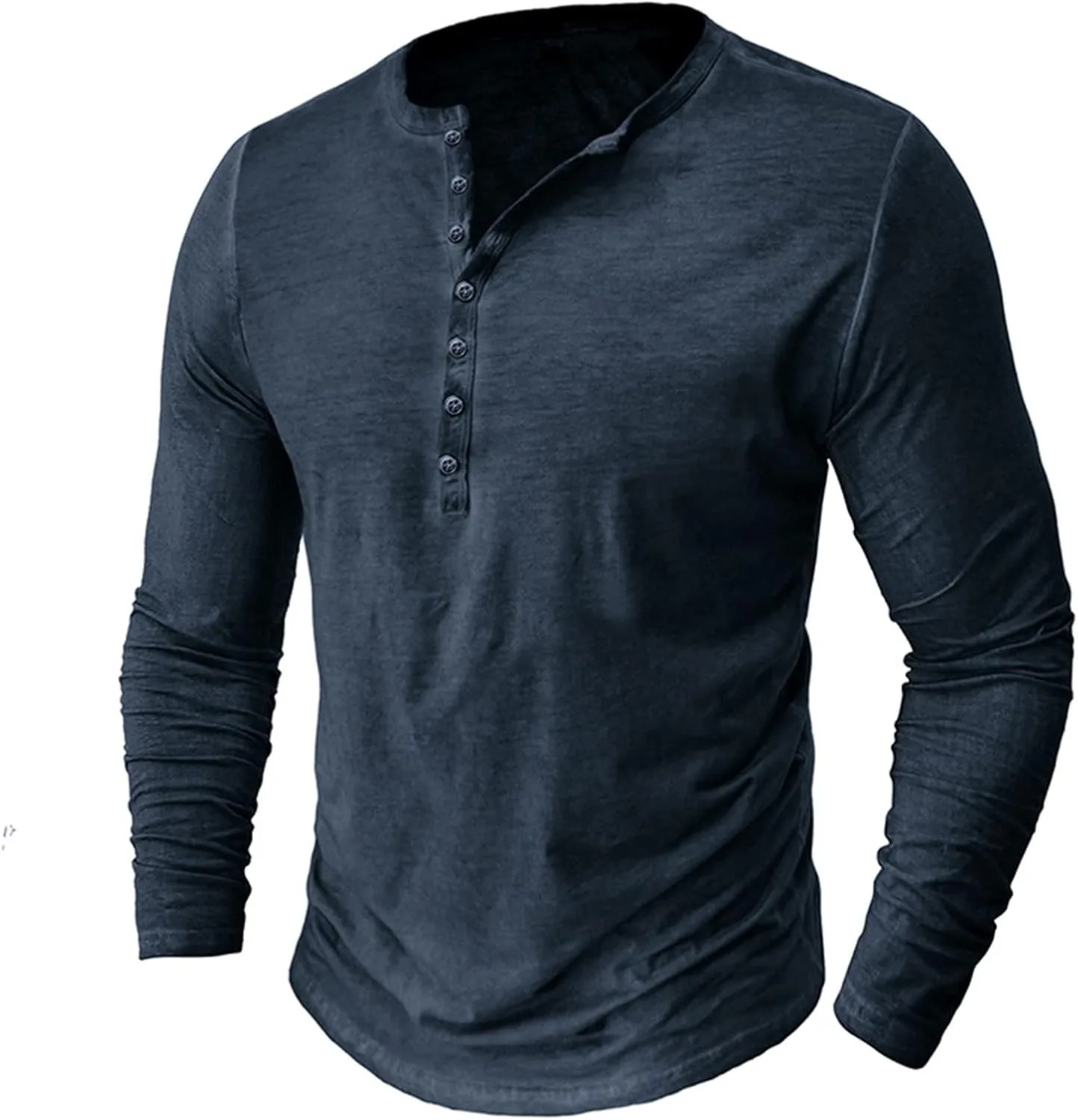 Футболка Basic Tees для мужчин, ретро, с длинным рукавом, Henley, Slim Fit, Plus Size — фото 4