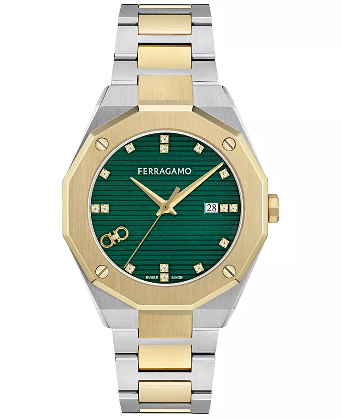 

Мужские часы-браслет Swiss Edge Diamond (1/10 ct. t.w.) из двухцветной нержавеющей стали 40mm Ferragamo