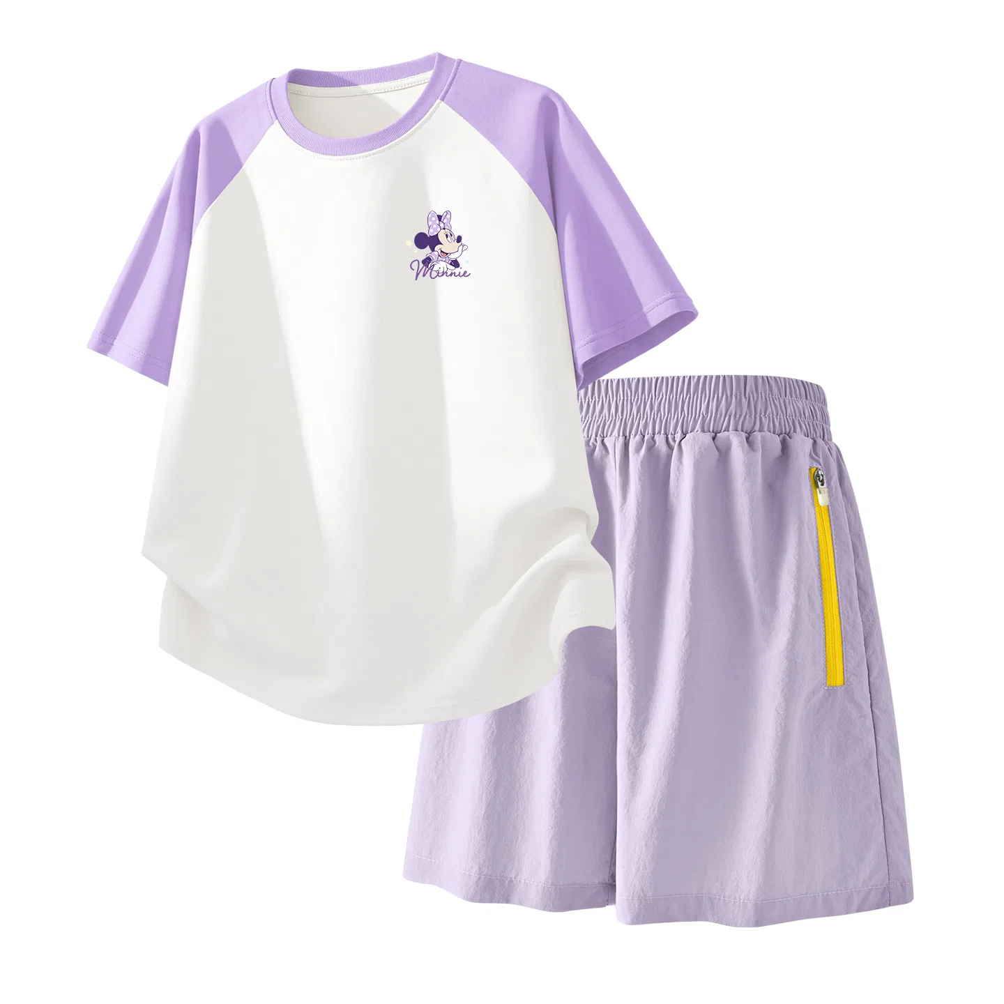 Детский спортивный костюм Casual Sportswear 2 Piece Set Disney, Dishonest K Purple White+Solid Color Taro Paste Purple