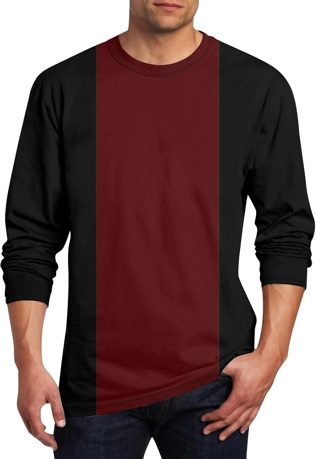 

Ymosrh Мужская футболка с длинным рукавом Color Block Crewneck Casual Athletic