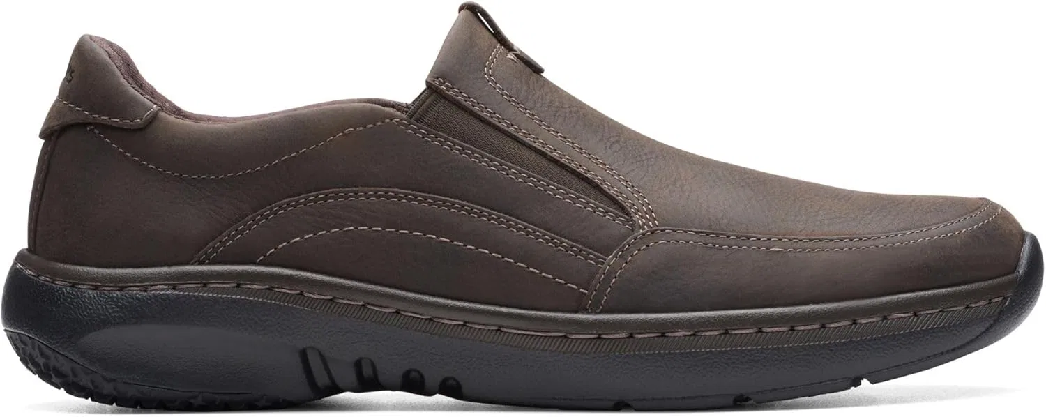 Мужские слипоны Clarks Pro Step с широкой колодкой, Dark Brown Milled Leather — фото 4