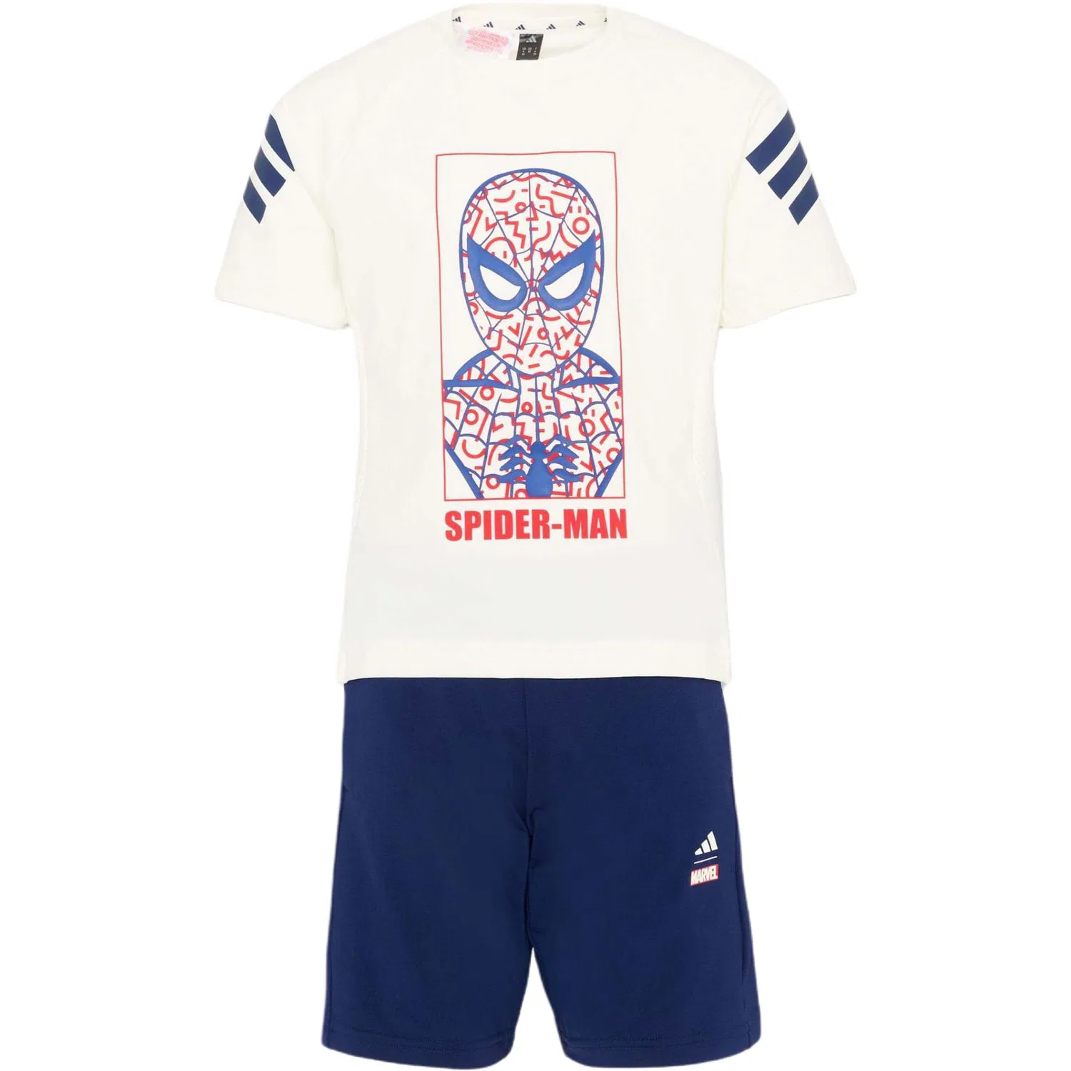 Детская спортивная одежда Casual с круглым вырезом Adidas, Ecru Top+Dark Blue Shorts