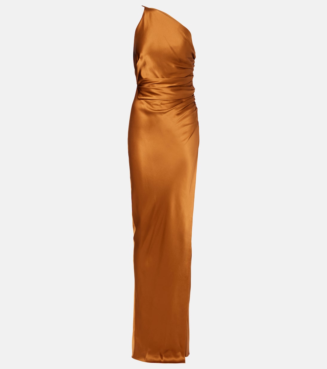 

Асимметричное присборенное шелковое платье The Sei, Toffee
