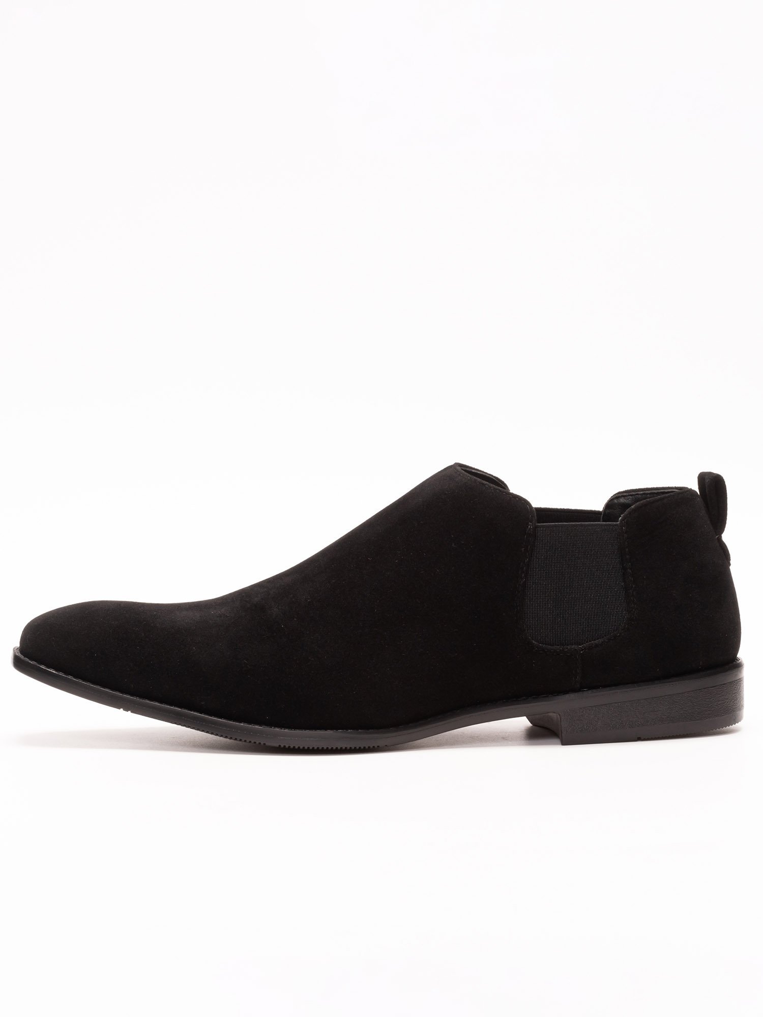 Туфли-слипоны с гладким носком и боковой эластичной вставкой SVEC, Black suede
