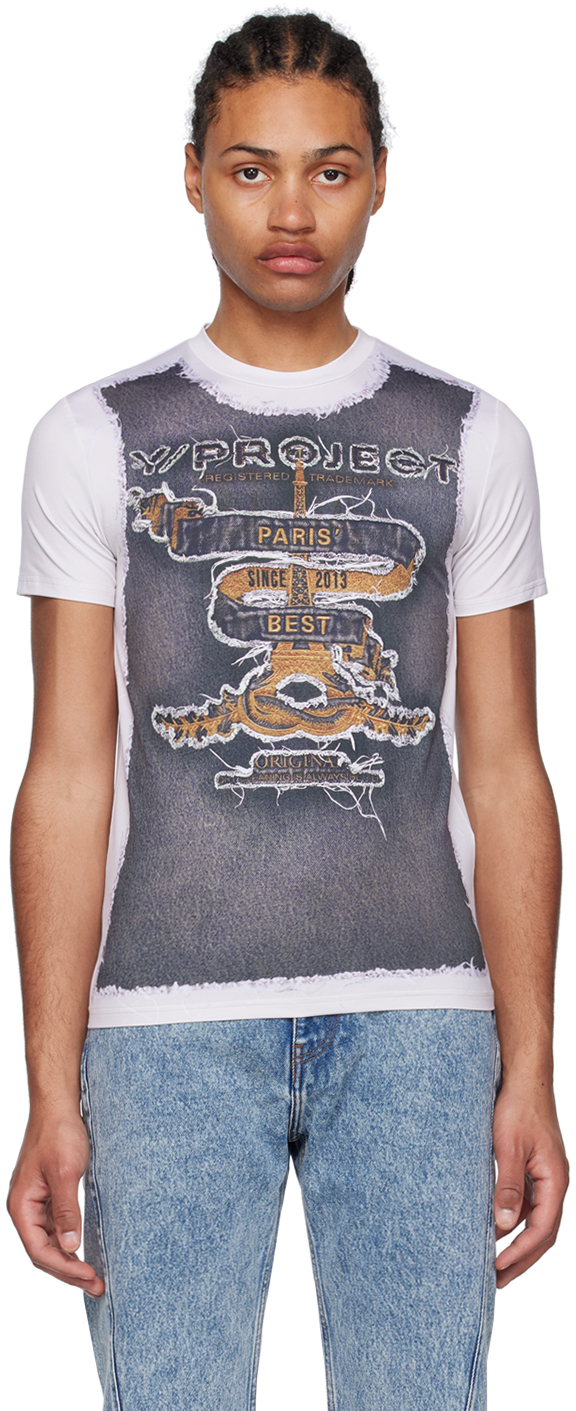 

Футболка серо-белого цвета Jean Paul Gaultier Edition «Paris' Best» Y/Project