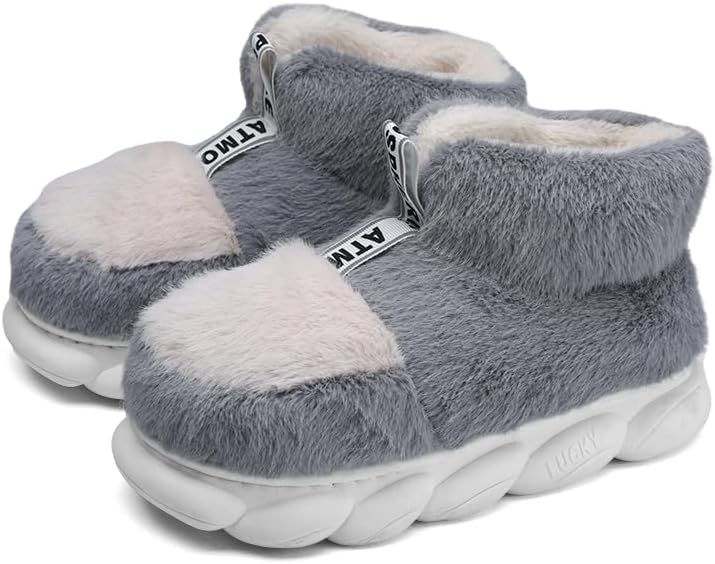 

Высокие пушистые тапочки CUZUDIN для мужчин и женщин, мягкие тапочки, удобная обувь, зимние теплые тапочки с флисовой подкладкой, домашняя обувь с противоскользящей подошвой, серый