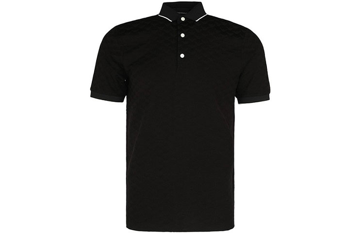 Поло с коротким рукавом и вышитым логотипом EMPORIO ARMANI, черный — фото 3