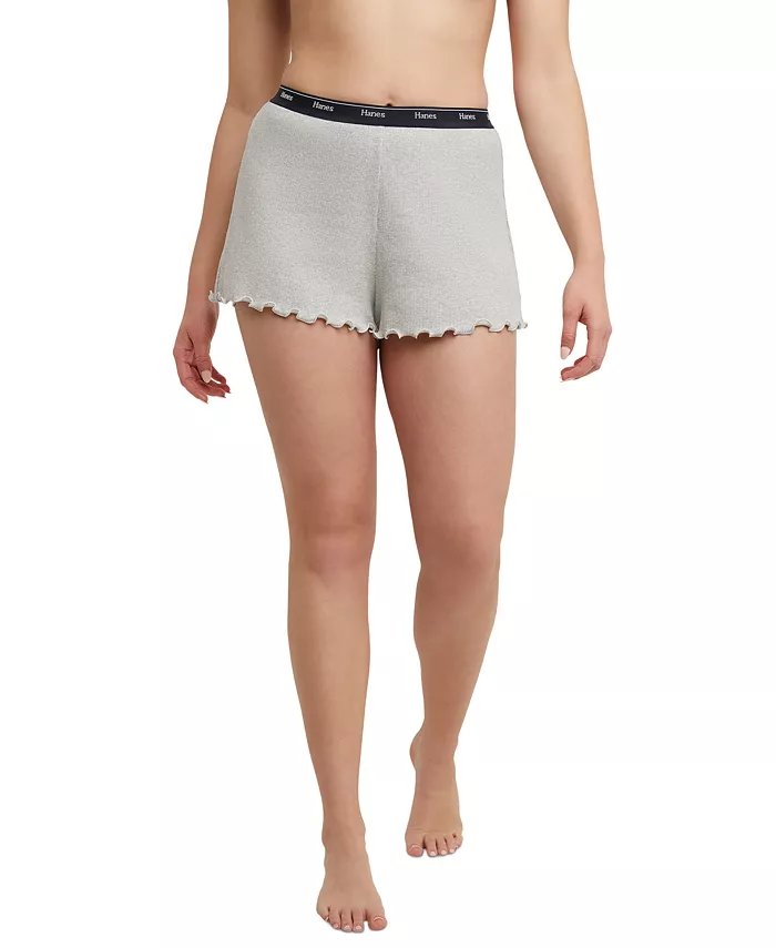 

Женские шорты Originals Cozywear с ребристой вязкой и рюшами OG118 Hanes, серый
