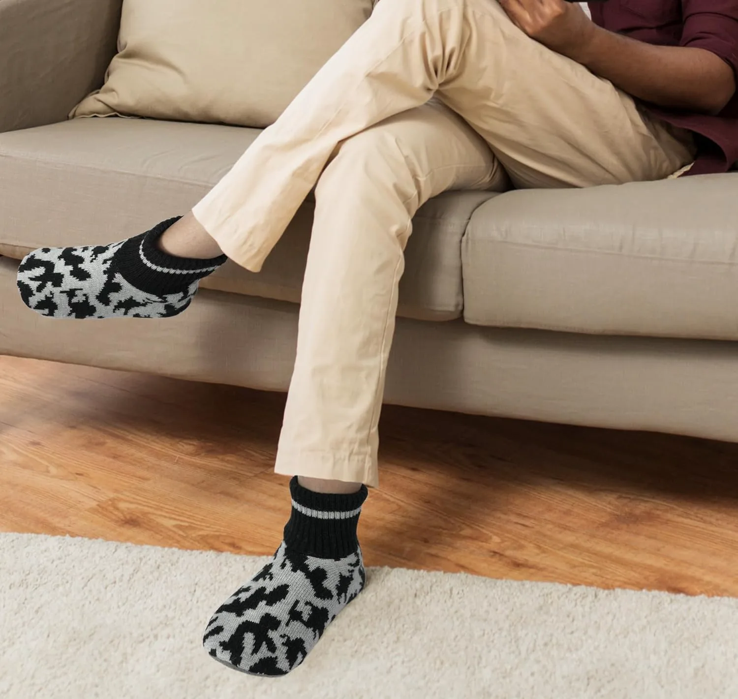 

Мужские пушистые носки-тапочки BenSorts с противоскользящей подошвой для дома, идеальный подарок на Рождество, мультиколор