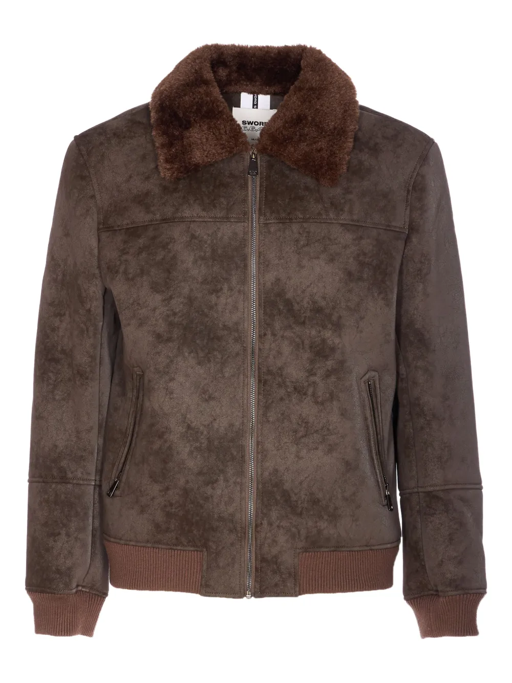 

Жакет на молнии из искусственного меха Sword, коричневый