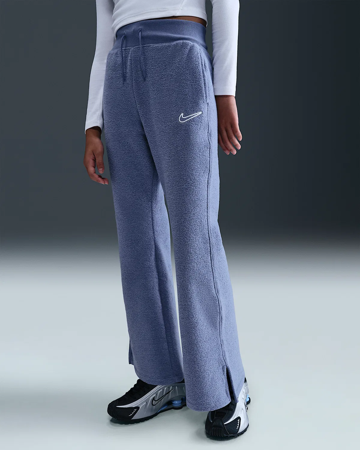 Детские (для девочек) флисовые штаны Nike Sportswear, World Indigo/White — фото 2
