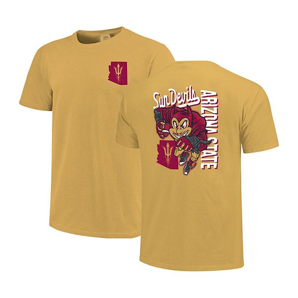 

Мужская футболка comfort colors с эскизом талисмана arizona state sun devils в золотом цвете Image One