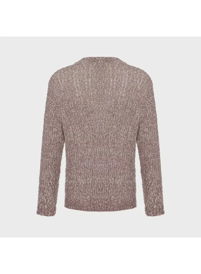 Кардиган вязаный с длинным рукавом и контрастными панелями Zara, коричневый — фото 3