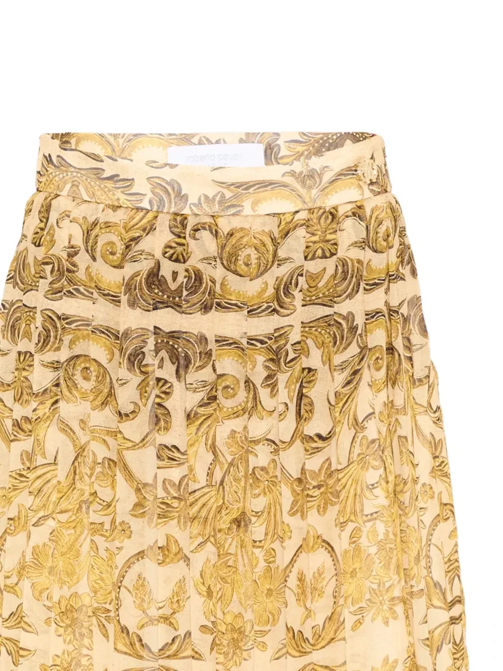 Плиссированная юбка с барочным принтом Roberto Cavalli Junior, золотой — фото 4