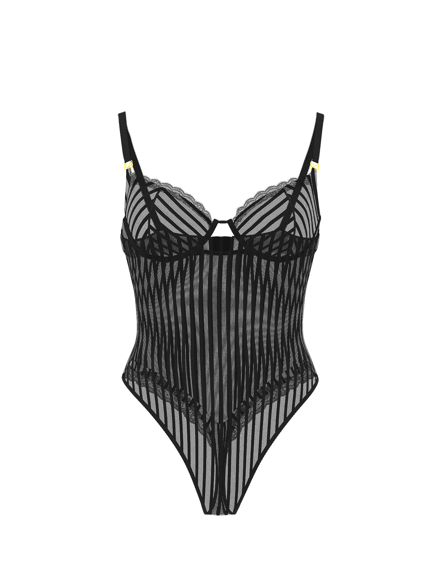 

Боди Victoria's Secret Tease Sheer Stripe Lace-Trim Cupped, черный