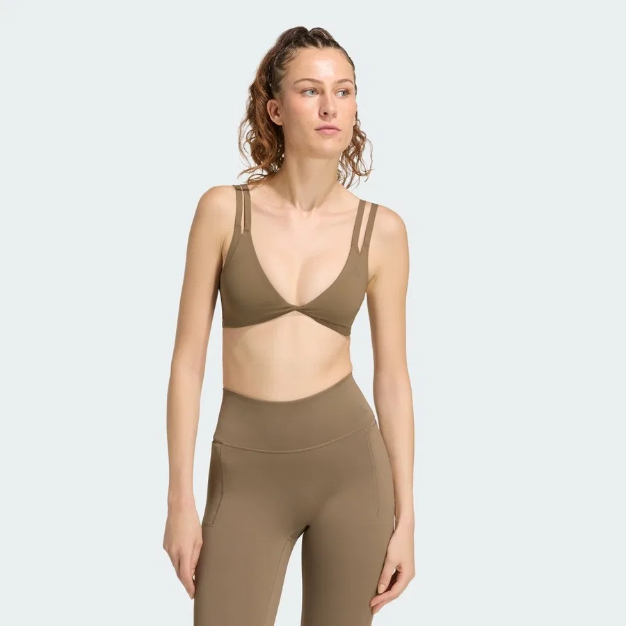 Спортивный бюстгальтер с регулируемыми бретелями Optime Workout Twist Reversible Light Support Bra adidas, Хаки