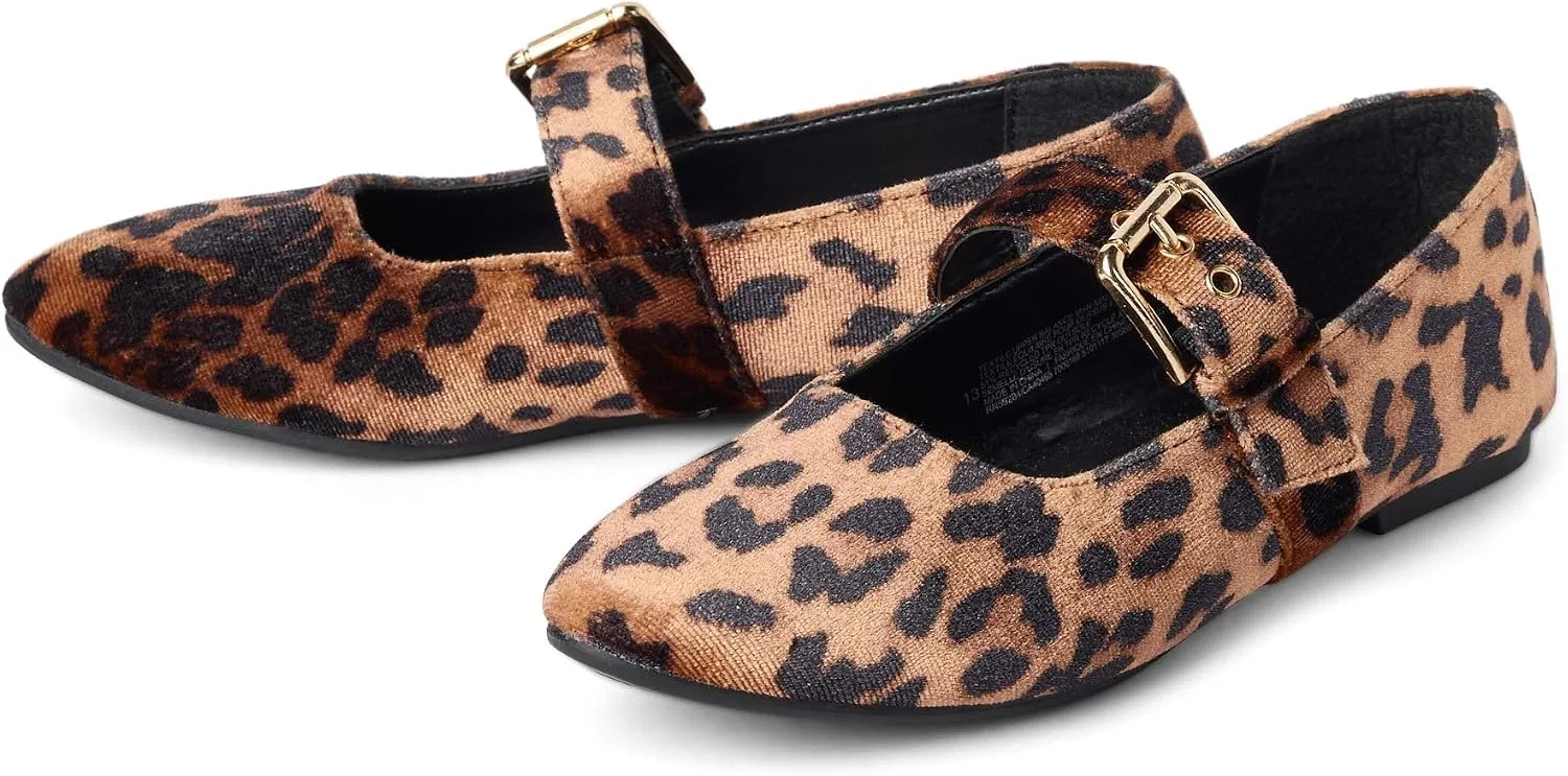 Детские балетки для девочек с закрытым носком The Children's Place, Leopard — фото 2