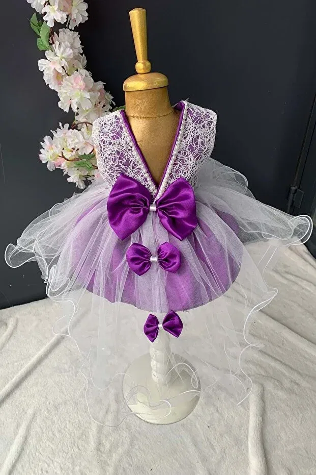 Детское платье для девочек с бантом Mevlütluk Dress With Back Bow Mnk Baby&Kids, Purple